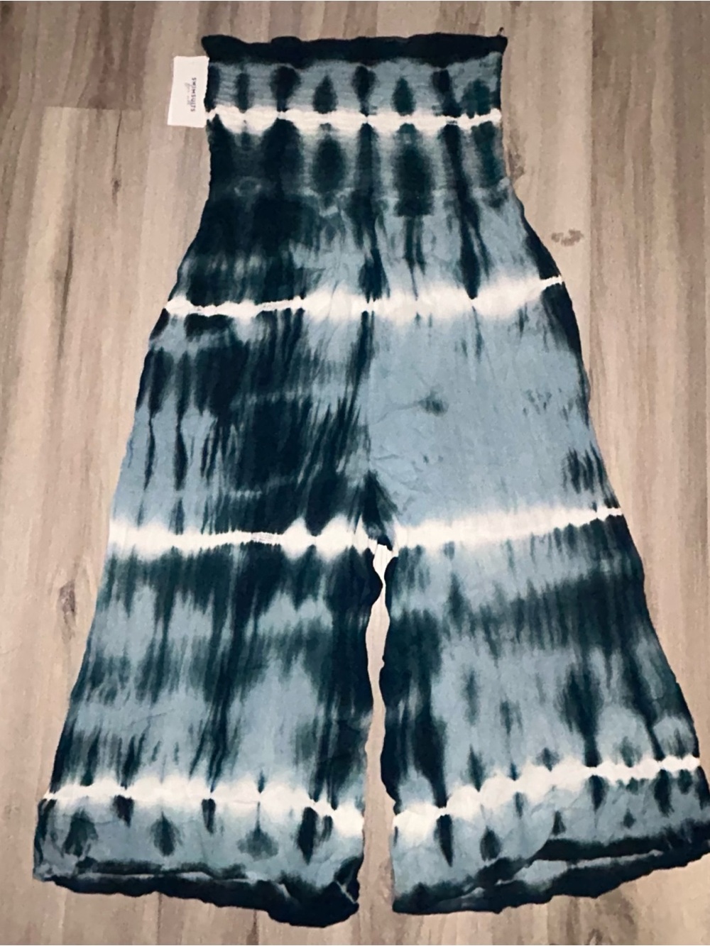 Blue Tie-Dye Strapless Wide-Leg cropped Jumpsuit NEW swimsuits for all - Picture 2 of 5